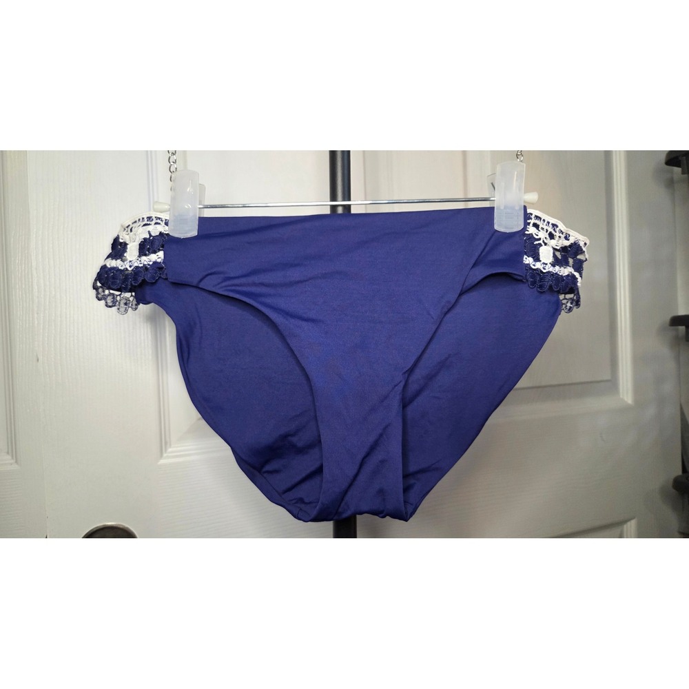 BECCA by Rebecca Virtue Royal Blue Crochet Lace Hipster Bikini Bottoms Size‎ M